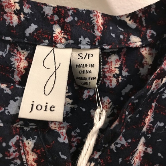 NWT Joie Prairie Peasant Blouse Small Blue Ruffles cotton long sleeves top - Picture 7 of 10